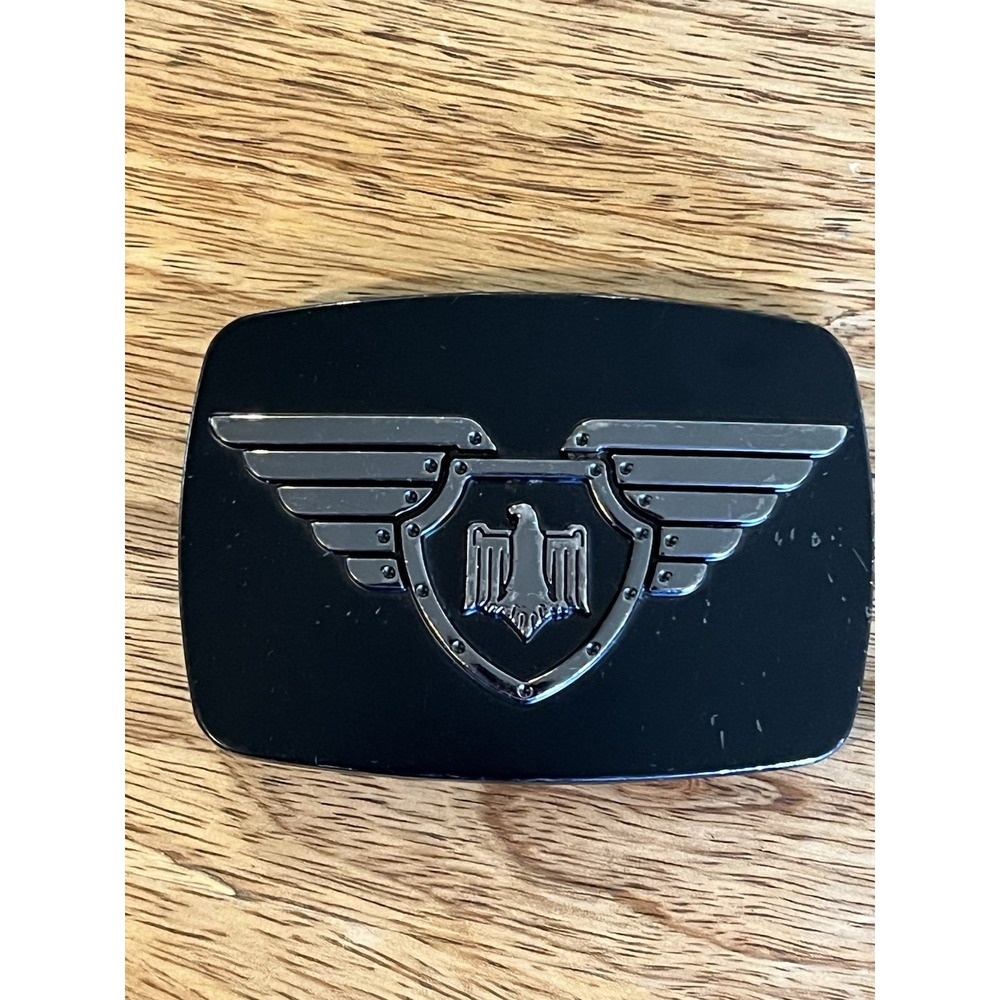 Belt Buckle Eagle Shield Wings‎ Crest Black Metal Biker Cosplay Chrome